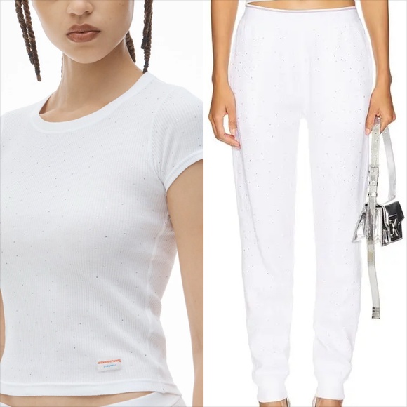 Alexander wang white rhinestone pajama/ lounge set - Picture 1 of 10